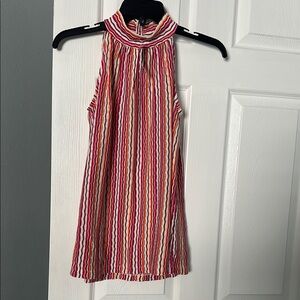 LOFT Red and Pink Sleeveless Halter Top